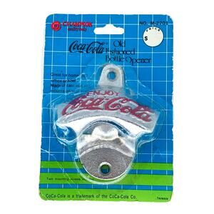 Coca Cola Bottle Opener Vintage Wall Mount Cast Iron Silver Red Champion Screws